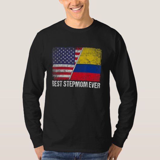 継母最高の母の日コロンビア米国国旗 Tシャツ (正面)