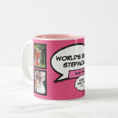 継母/義母/ステップママ 4 枚の写真で楽しむ ピンク ツートーンマグカップ (正面左)