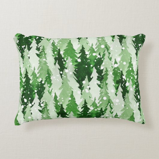継目無し水彩緑松 アクセントクッション (正面)
