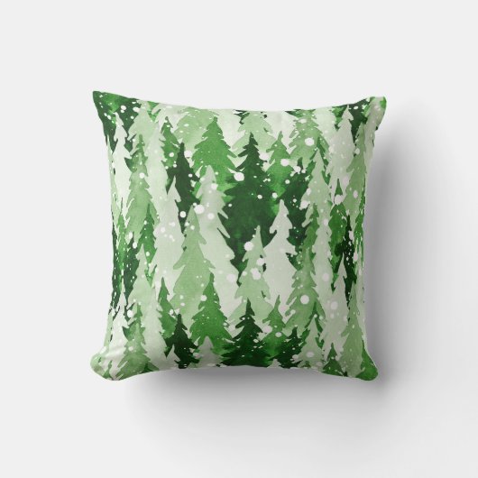 継目無し水彩緑松 クッション (正面)