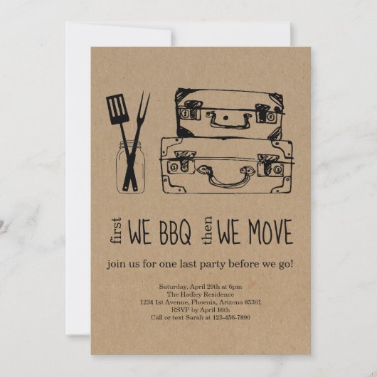 継続遠くにパーティーBBQ招待状 招待状 (正面)