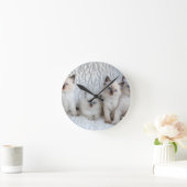 続けて坐っているRagdoll 4匹の若い猫 ラウンド壁時計 (ホーム)