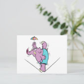 綱渡りおもしろいの上のサーカス象 ポストカード (スタンド正面)