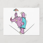 綱渡りおもしろいの上のサーカス象 ポストカード (正面)