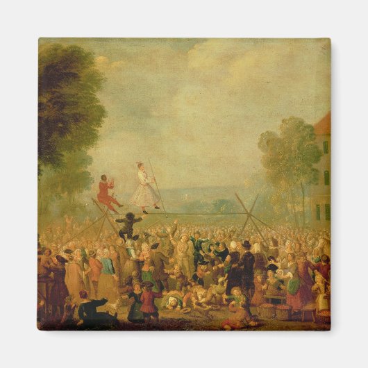 綱渡りを繰り広げる役者の一座 マグネット (正面)