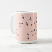 「網が私を巻き込まない」 +鳥(オレンジ淡い色の色の黒) コーヒーマグカップ (正面左)