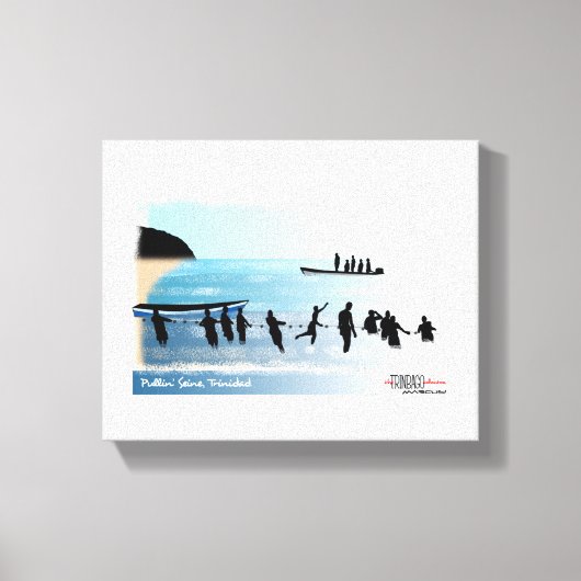 網を引く漁師 キャンバスプリント (正面)