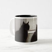 網戸を見ている猫 ツートーンマグカップ (正面左)