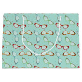 網点を持つカテイグラスパターンティール（緑がかった色） ラージペーパーバッグ (正面)