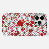 網目上の赤い花の輪郭 iPhoneケース (裏面横)