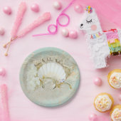 網結婚の砂の中の指輪と貝殻 ペーパープレート (パーティー)