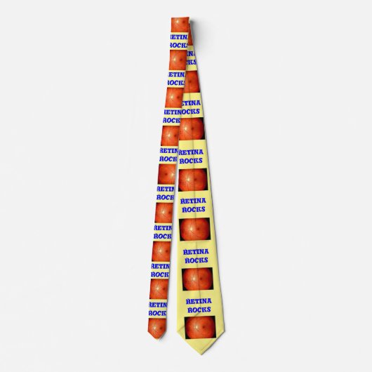 網膜の写真と黄色い結び ネクタイ (裏面)