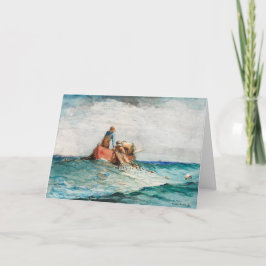 網（1887年）を風の強いホーマーで引っ張る サンキューカード