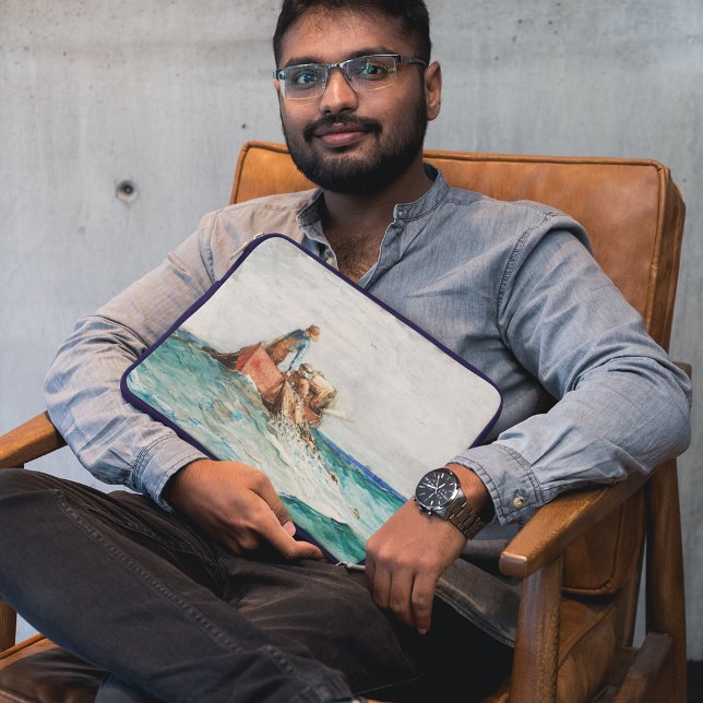 網（1887年）を風の強いホーマーで引っ張る ラップトップスリーブ (Hauling In The Nets (1887) By Winslow Homer Laptop Sleeve)