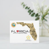 綴られるすべての郡が付いているフロリダの地図 ポストカード (スタンド正面)