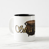 綴りのマグの金版を坐らせて下さい ツートーンマグカップ (正面左)