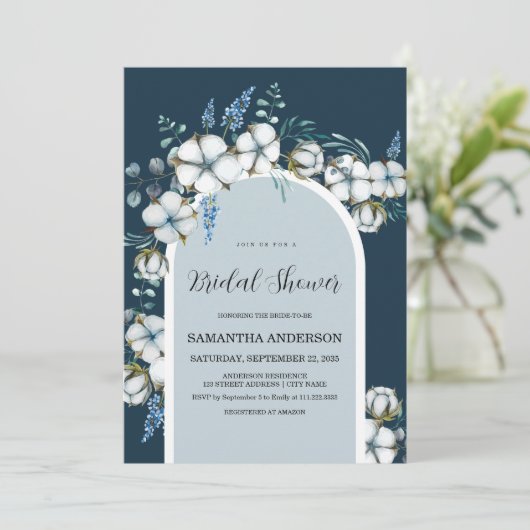 綿とユーカリのアーチブライダルシャワー 招待状 (スタンド正面)