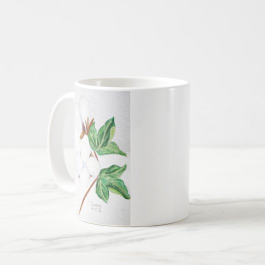 綿のボールの植物のマグ コーヒーマグカップ (正面左)