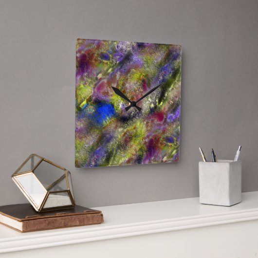 綿の上に砂州で散らばった黄色絵を描の赤色の赤 スクエア壁時計 (オフィス)