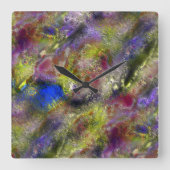 綿の上に砂州で散らばった黄色絵を描の赤色の赤 スクエア壁時計 (正面)