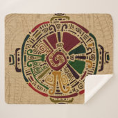 綿のHunabカラフルなKuのマヤの記号 シェルパブランケット (正面(横))