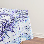 綿テーブルクロス、52"x70"青い花柄 テーブルクロス (インサイチュ)