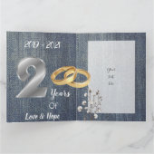 綿パーソナライズされた花2年結婚記念日 カード (内部)