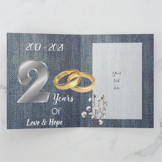 綿パーソナライズされた花2年結婚記念日 カード (内部)