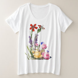 綿プラスTシャツの花 プラスサイズTシャツ