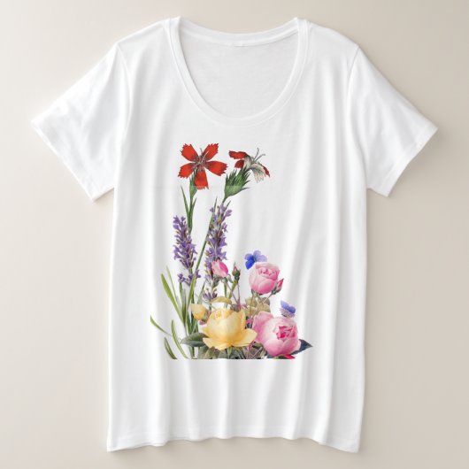 綿プラスTシャツの花 プラスサイズTシャツ (デザイン正面)