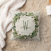 綿リース樺の木バークモノグラム結婚ズキープサケ クッション (ブランケット)
