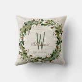 綿リース樺の木バークモノグラム結婚ズキープサケ クッション (裏面)