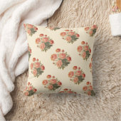 綿ヴィンテージフローラピンクペオニー クッション (ブランケット)