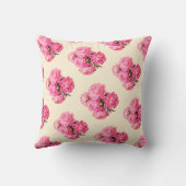 綿ヴィンテージ水彩ピンク牡丹フローラ クッション (裏面)