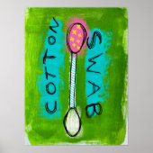 綿棒ポスターウォールアートおもしろい – バスルーム・アート ポスター (正面)