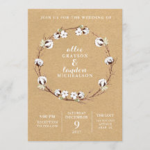 綿素朴リース結婚式招待状