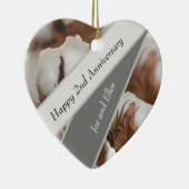 綿花の心臓の形をした2周年 セラミックオーナメント (右)