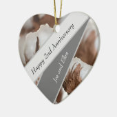 綿花の心臓の形をした2周年 セラミックオーナメント (左)