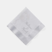 綿花の植物性モノグラムシルバー 縁ありカクテルナプキン (角)