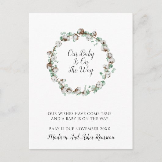 綿花エレガント温帯妊娠 案内ポストカード (正面)