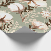 綿花パターングリーン ラッピングペーパー (角)