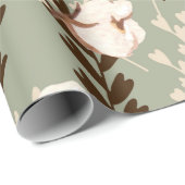 綿花パターングリーン ラッピングペーパー (ロールコーナー)