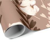 綿花パターンブラウン ラッピングペーパー (ロールコーナー)