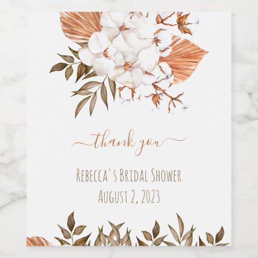 綿花ブライダルシャワーギフトラベル ワインラベル (シングルラベル)