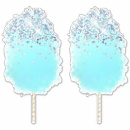 綿菓子かわいいブルーとシルバーグリッター シール