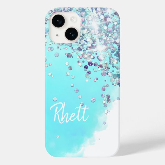 綿菓子かわいいブルーシルバーグリッター水色 Case-Mate iPhoneケース (裏面)