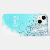 綿菓子かわいいブルーシルバーグリッター水色 Case-Mate iPhoneケース (裏面 (横))