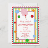 綿菓子のサーカスのカーニバルの誕生日の招待状 招待状 (正面)