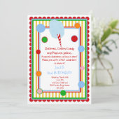 綿菓子のサーカスのカーニバルの誕生日の招待状 招待状 (スタンド正面)