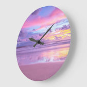 綿菓子の日の出:ビーチビュー。 ラージ壁時計 (傾斜)